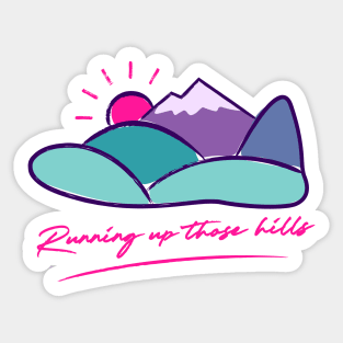 Running Up Those Hills - Mountain trail runner 80/90s retro vintage edition Sticker